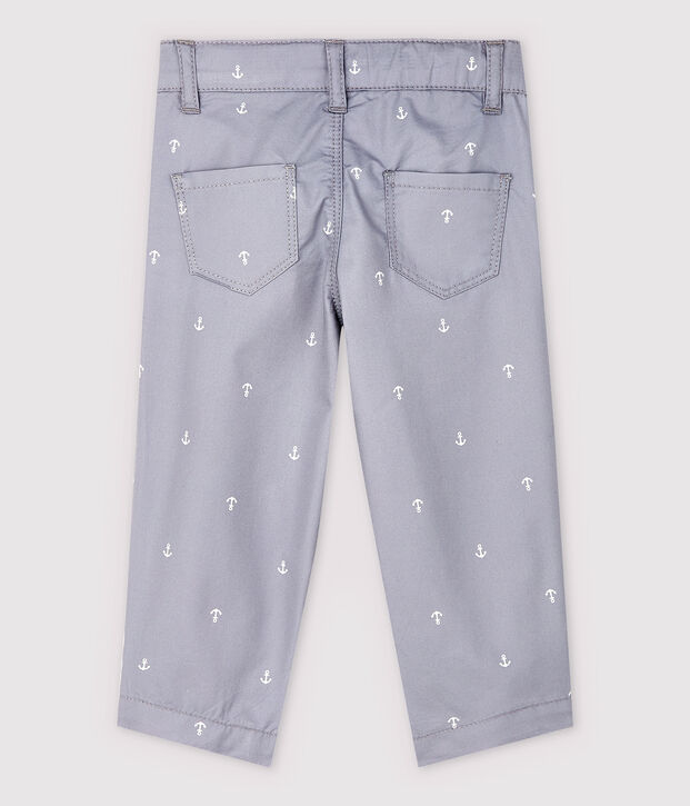 Pantalon en twill en brod&eacute; b&eacute;b&eacute; gar&ccedil;on gris