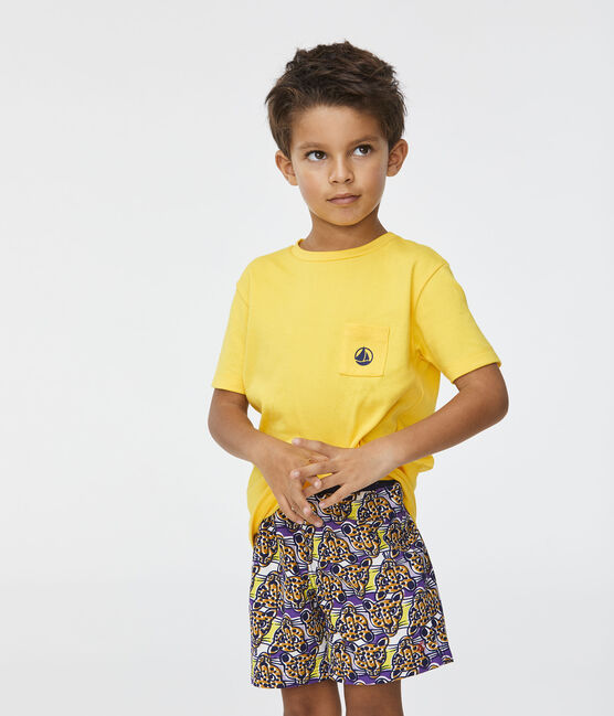 Short de plage impirmé enfant garçon blanc MARSHMALLOW/blanc MULTICO