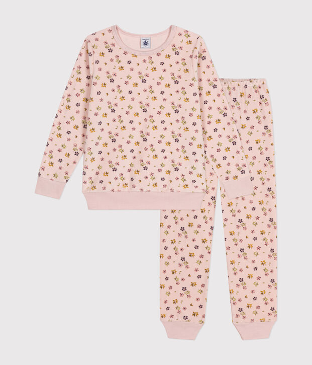 Pyjama en velours imprim&eacute; fleurs enfant rose/multicouleur