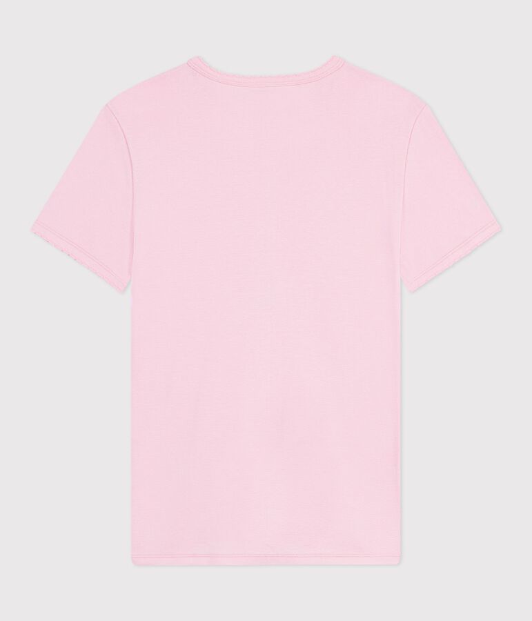 Tee-shirt femme en coton manches courtes uni rose MARQUISE
