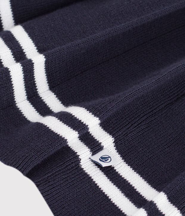 Jupe pliss&eacute;e courte enfant en maille de coton unie bleu marine