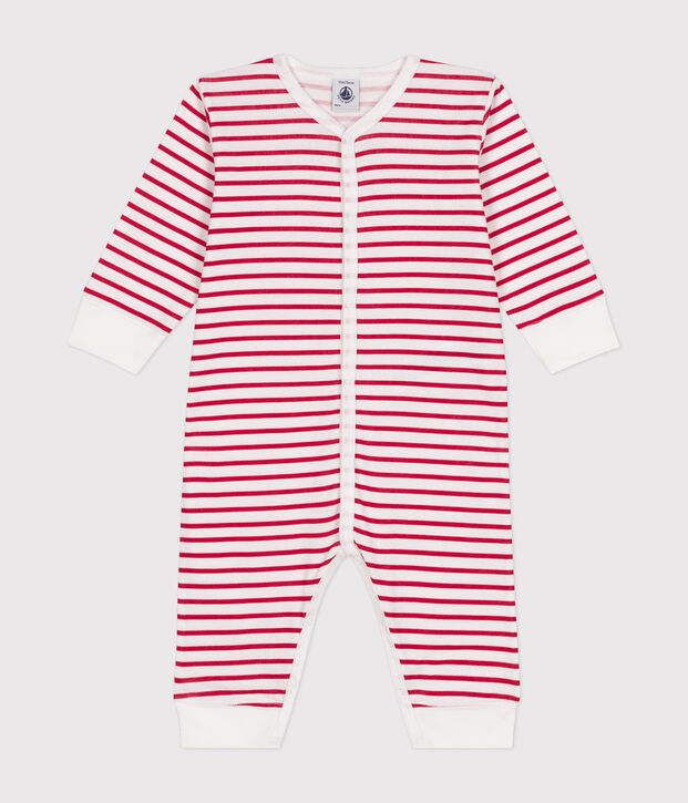 Pyjama sans pieds en coton b&eacute;b&eacute; blanc/rouge