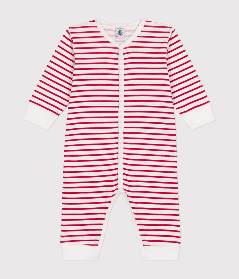 Pyjama sans pieds en coton b&eacute;b&eacute; blanc ECUME/rouge TERKUIT