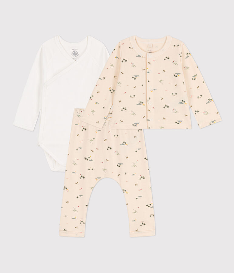 Ensemble imprim&eacute; en coton b&eacute;b&eacute; blanc AVALANCHE/ MULTICO