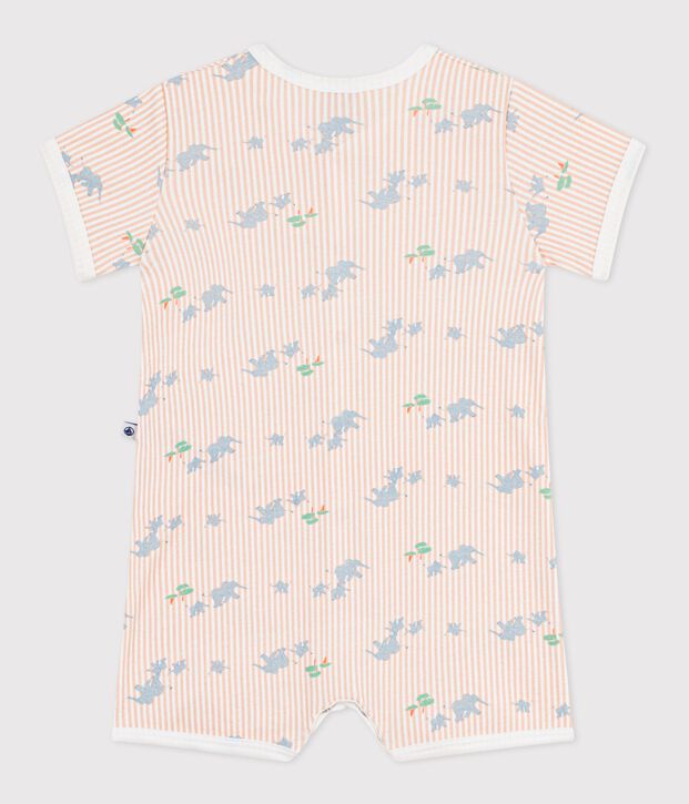 Combinaison courte b&eacute;b&eacute; en coton imprim&eacute; animaux blanc/multicouleur