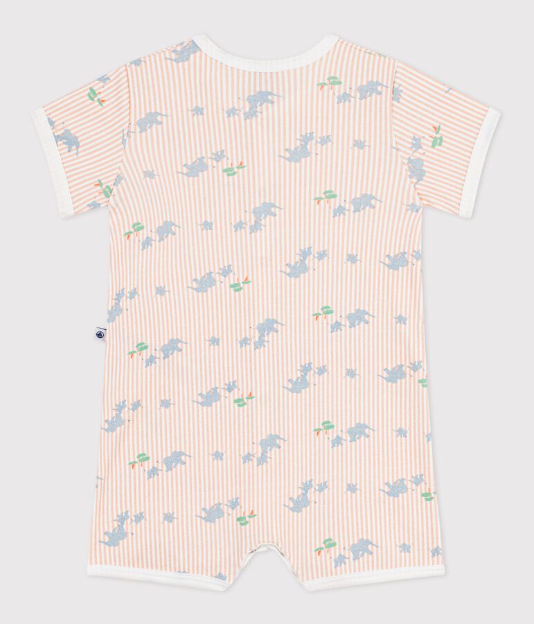 Combinaison courte b&eacute;b&eacute; en coton imprim&eacute; animaux blanc MARSHMALLOW/blanc MULTICO