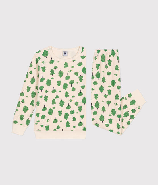 Pyjama en bouclette éponge grattée imprimée arbres enfant blanc AVALANCHE/ MULTICO