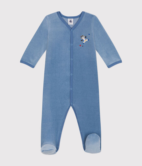 Pyjama en velours bébé bleu BEACH