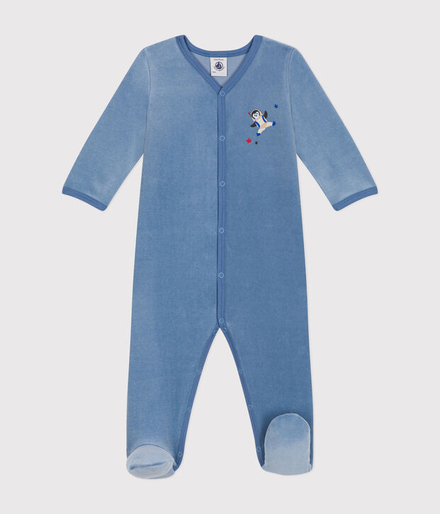Pyjama en velours b&eacute;b&eacute; bleu