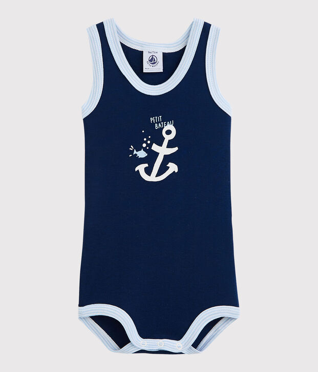 Body sans manches b&eacute;b&eacute; gar&ccedil;on bleu fonc&eacute;