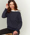 Sweat manches longues femme bleu SMOKING/beige COQUILLE