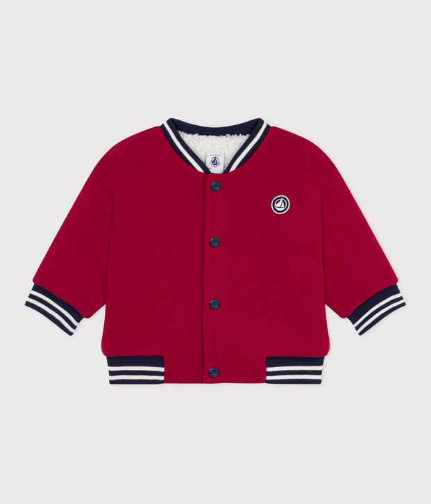 Teddy b&eacute;b&eacute; en coton et sherpa uni rouge