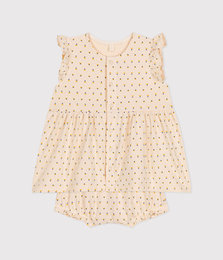 Robe sans manche avec bloomer en jersey l&eacute;ger b&eacute;b&eacute; blanc AVALANCHE/ MULTICO