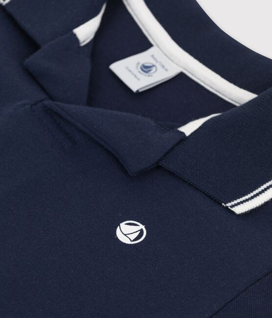 Polo manches courtes en jersey enfant garçon bleu SMOKING