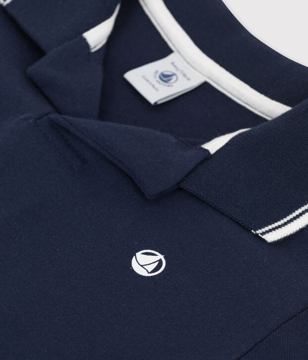 Polo manches courtes en jersey enfant gar&ccedil;on bleu marine