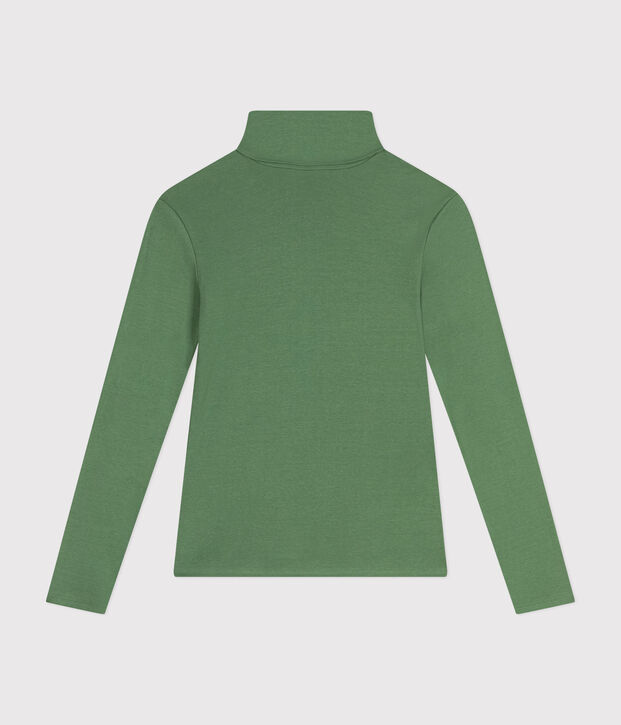 Tee-shirt l'Iconique Col roul&eacute; en coton femme vert