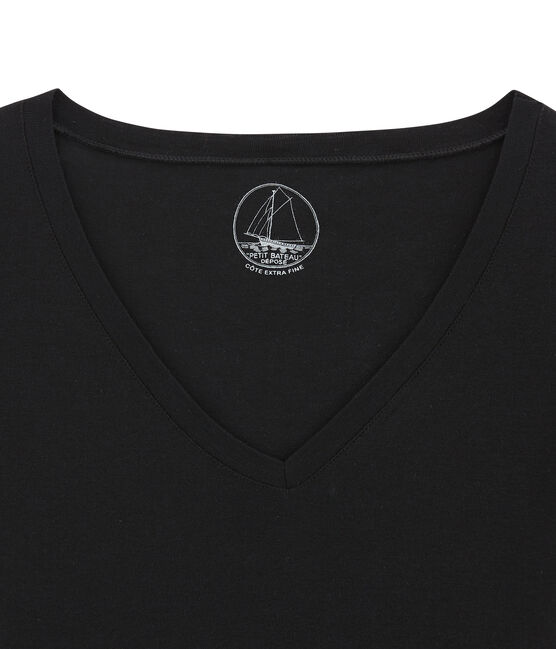 Tee-shirt manches femme courtes en coton léger noir NOIR