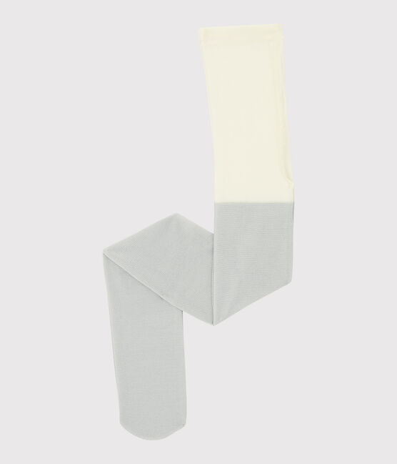 Collants en microfibre à paillettes  enfant fille blanc MARSHMALLOW/gris ARGENT