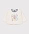 Tee-shirt b&eacute;b&eacute; en coton manches longues uni &agrave; motif beige chin&eacute;