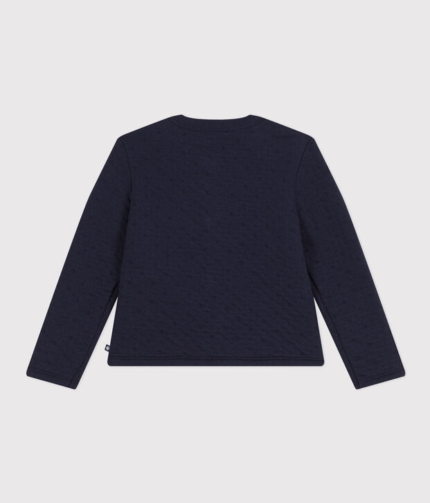 Cardigan en tubique matelass&eacute; enfant fille bleu