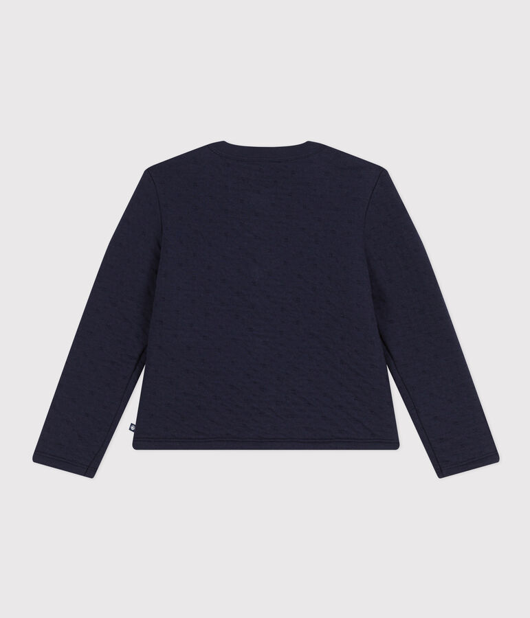 Cardigan en tubique matelass&eacute; enfant fille bleu