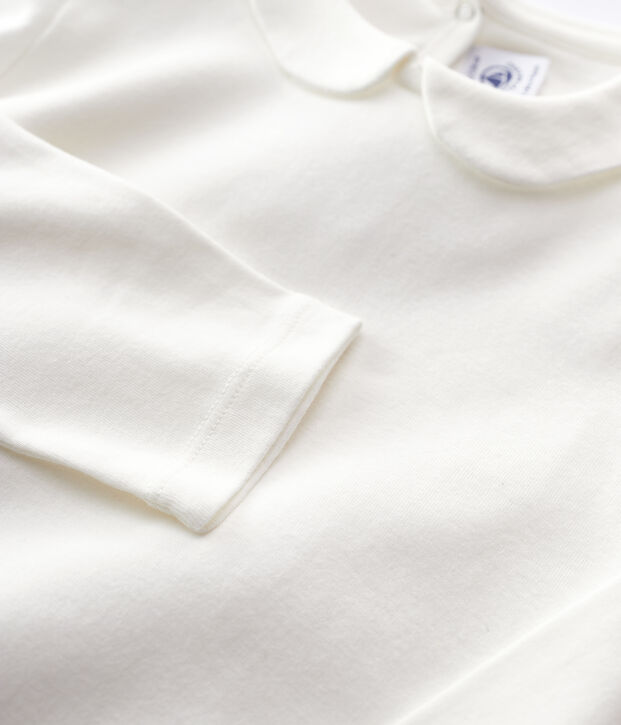 Tee-shirt manches longues en coton enfant fille blanc