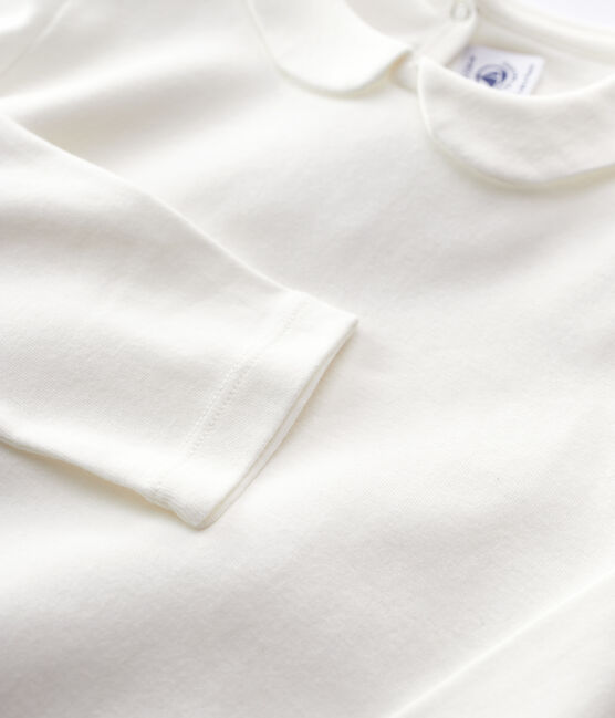 Tee-shirt manches longues en coton enfant fille blanc MARSHMALLOW