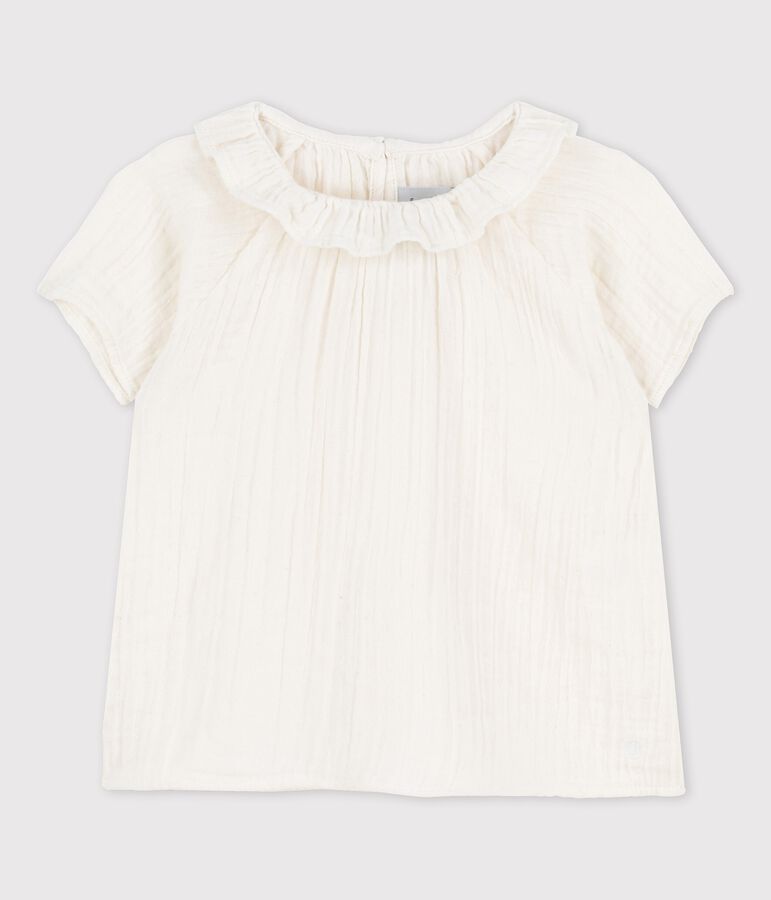 Blouse en gaze de coton bio b&eacute;b&eacute; blanc MARSHMALLOW