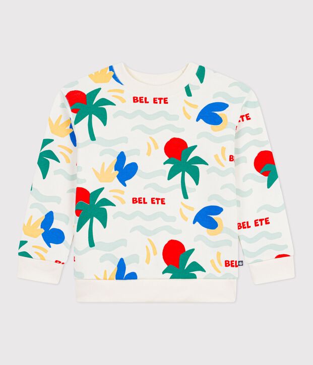 Sweatshirt enfant en coton imprim&eacute; &eacute;cru/multicouleur