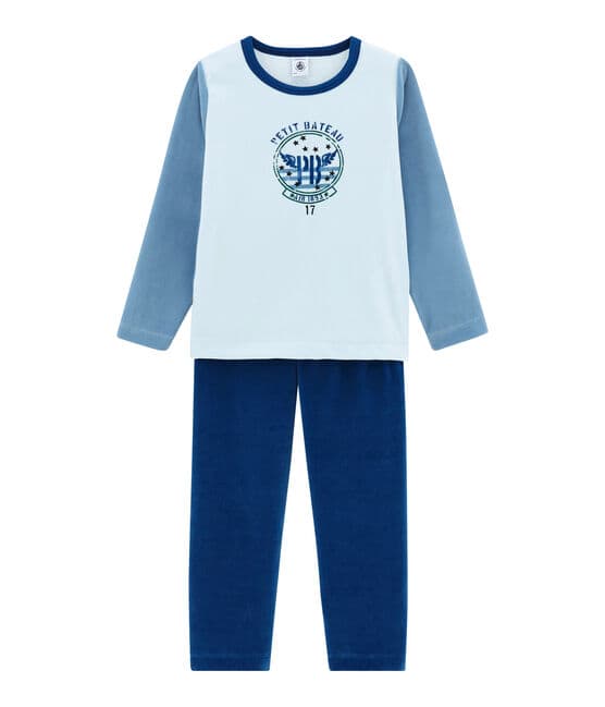 Pyjama petit garçon bleu LIMOGES/blanc MULTICO