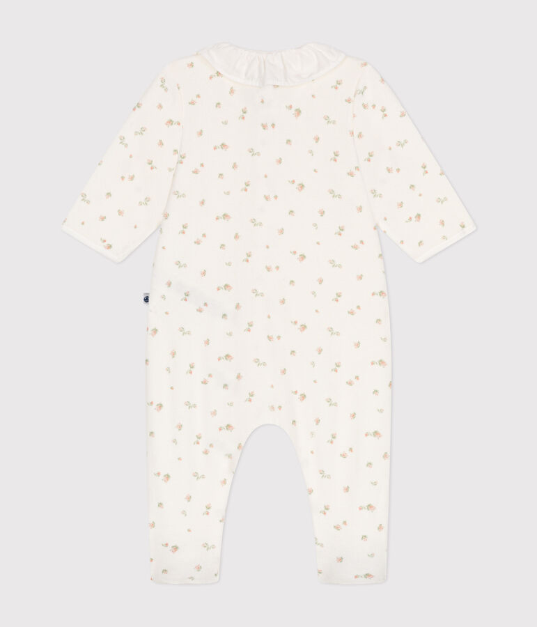 Pyjama en velours b&eacute;b&eacute; blanc MARSHMALLOW/blanc MULTICO