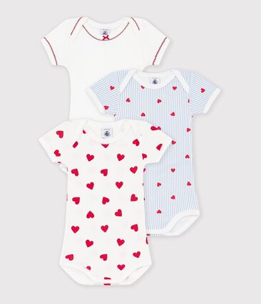 Lot de bodies manches courtes en coton imprimé cœurs bébé