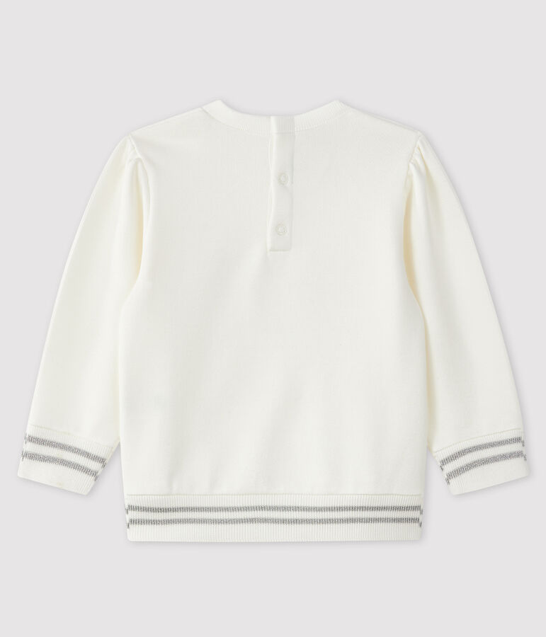 Sweatshirt b&eacute;b&eacute; fille en molleton blanc