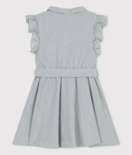 Robe sans manche en seersucker bio enfant fille bleu BRUT/blanc MARSHMALLOW