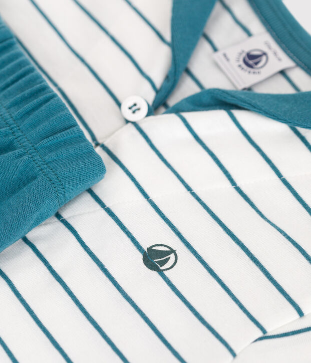 Ensemble b&eacute;b&eacute; deux pi&egrave;ces en coton, t-shirt ray&eacute;, et short uni vert/vert