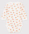 Body croisé manches longues bébé imprimé ecureuil blanc MARSHMALLOW/blanc MULTICO