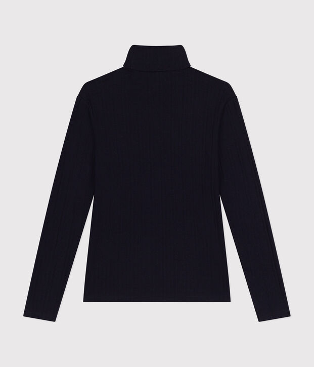 Tee-shirt l'iconique col roul&eacute; en c&ocirc;te fantaisie femme bleu