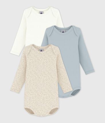 Lot de 3 bodies manches longues unis en coton
