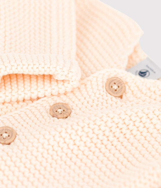 Cardigan bébé tricot point mousse en coton écru AVALANCHE