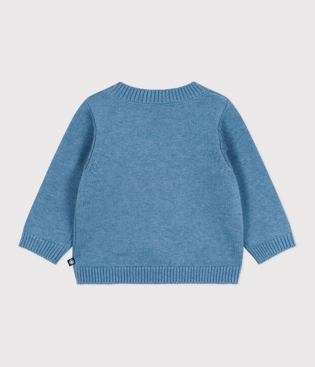 Pull b&eacute;b&eacute; en laine et coton &agrave; motif bateau bleu/multicouleur