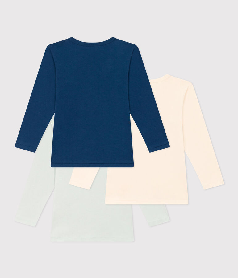 Lot de 3 tee shirts manches longues en coton petit gar&ccedil;on multicouleur