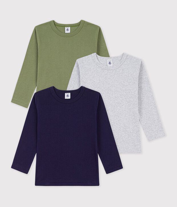 Lot de tee-shirts enfant en coton manches longues unis multicouleur