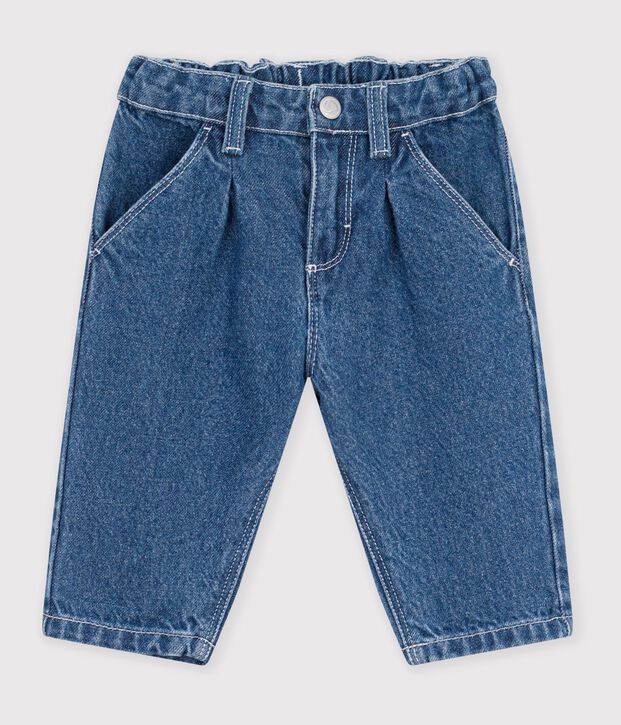 Pantalon b&eacute;b&eacute; en denim uni bleu