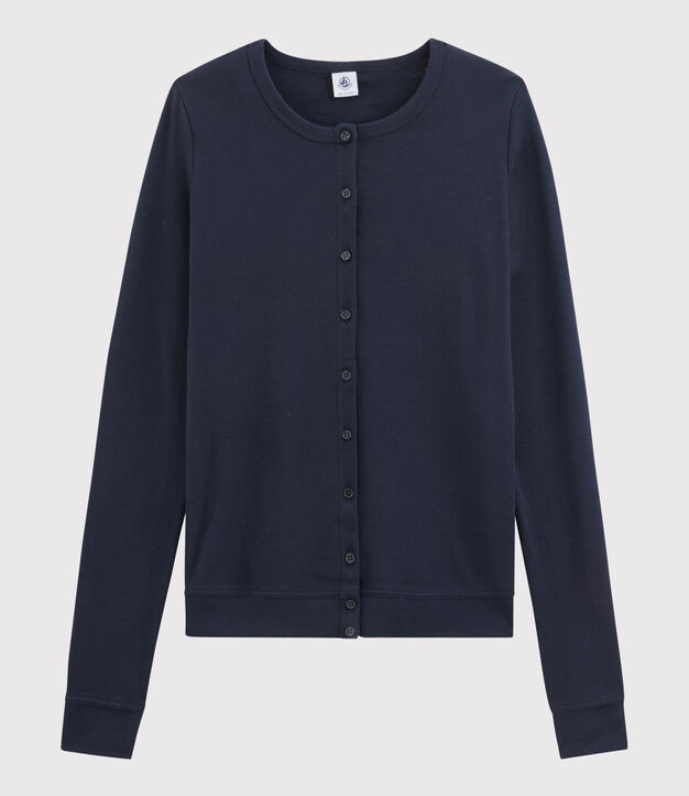 Cardigan iconique en coton Femme bleu marine