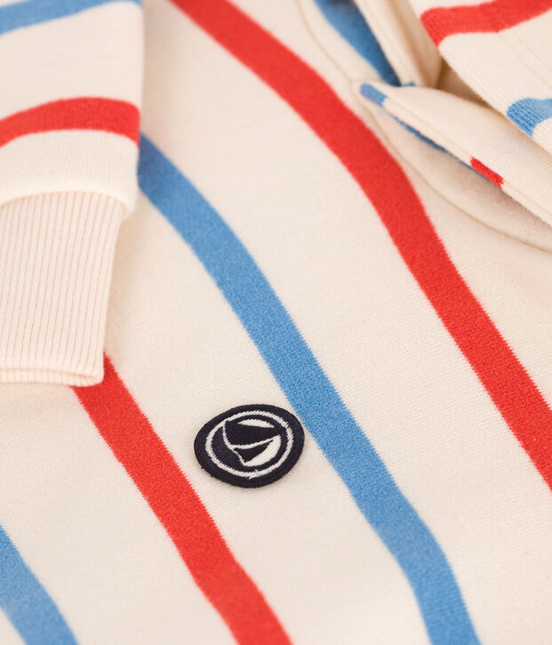 Sweatshirt &agrave; capuche enfant mixte en coton &agrave; rayures &eacute;cru/multicouleur