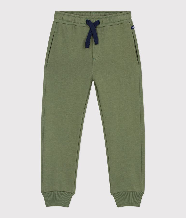 Pantalon de jogging enfant en coton uni vert
