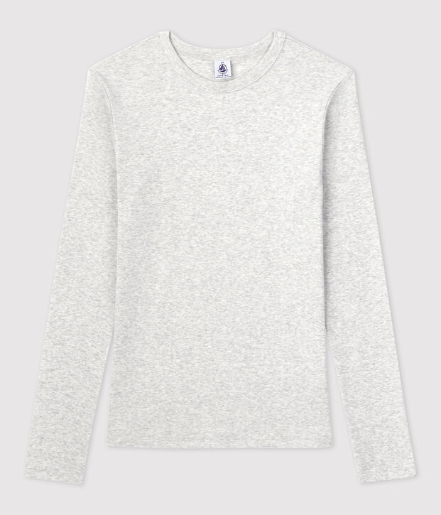 Tee-shirt L'ICONIQUE col rond en coton bio Femme gris chin&eacute; clair