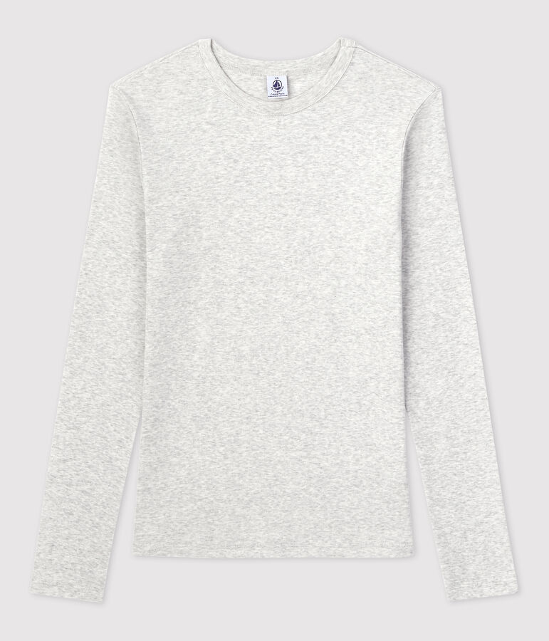 Tee-shirt L'ICONIQUE col rond en coton Femme gris BELUGA CHINE