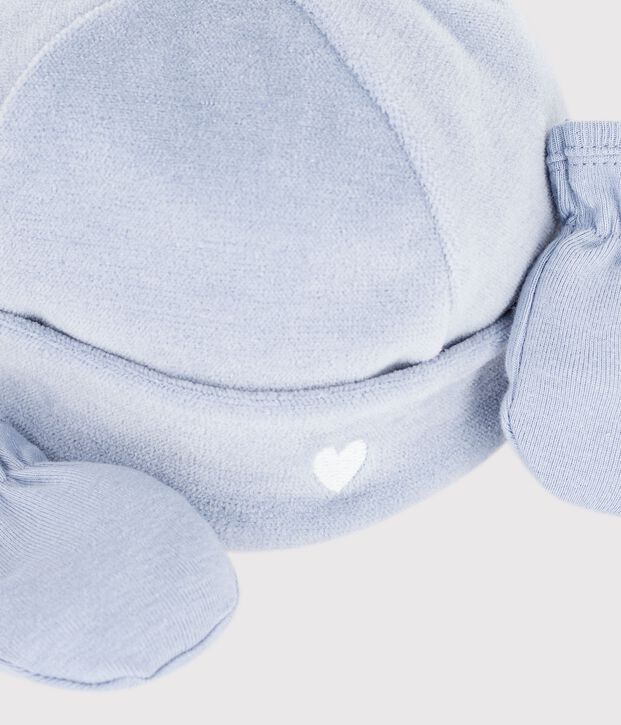 Lot de bonnet et moufles b&eacute;b&eacute; uni multicouleur