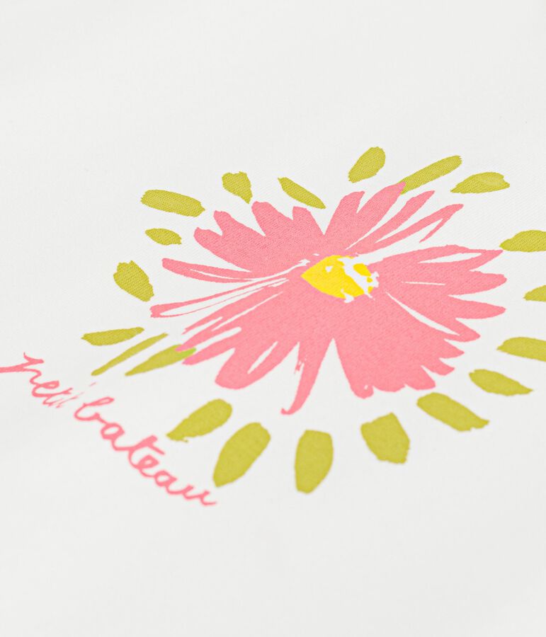 Tee-shirt b&eacute;b&eacute; en coton &agrave; manches courtes, motif fleur blanc